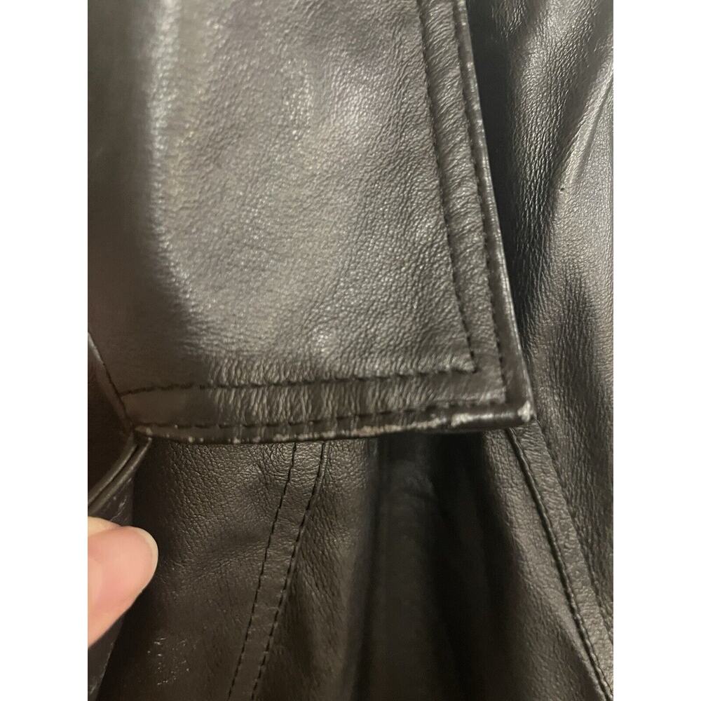 VTG Tribeca Studio Women's Black Leather Blazer Jacket L Button Front Mid Lined - Picture 4 of 11